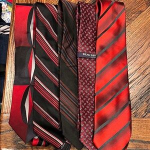Red and Black Men's Neck Ties Set of 5